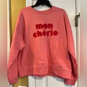 NWT Universal Threads “mon cherie” over sized Fleece Crewneck Sweatshirt Large